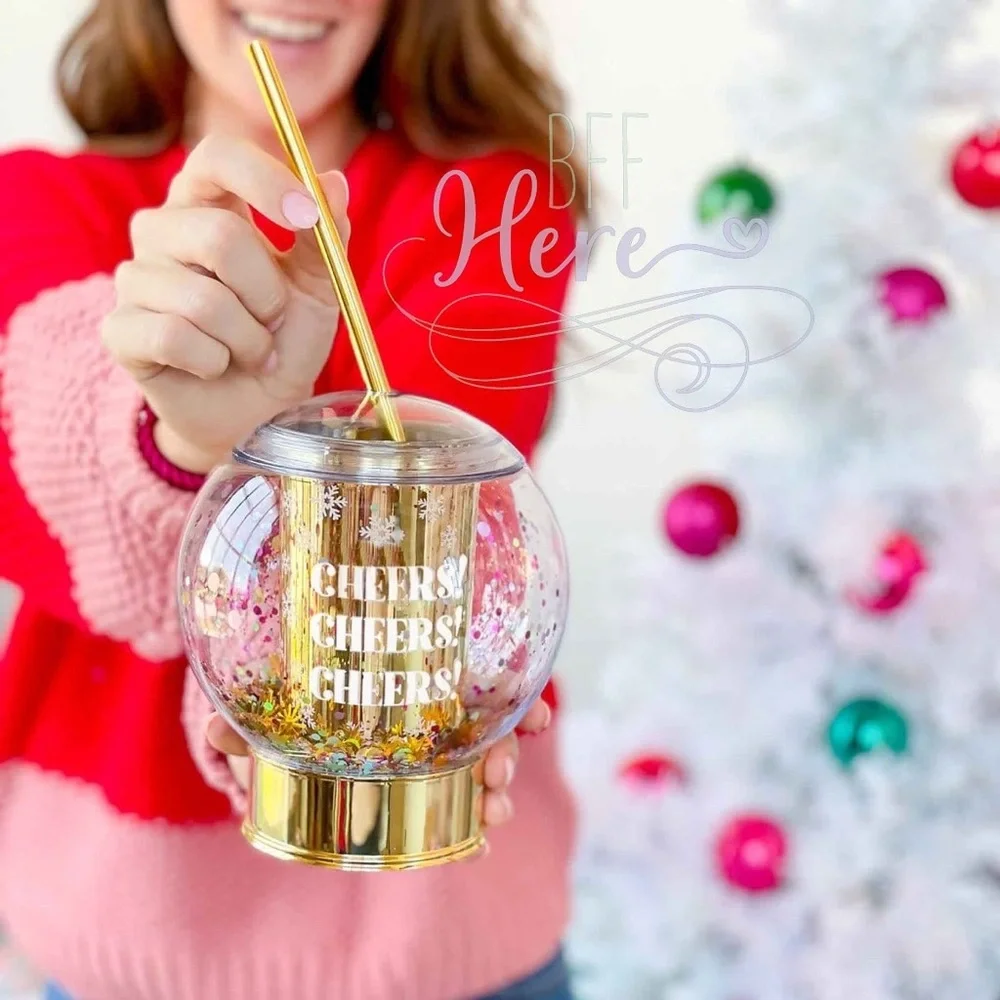 Packed Party Gold and White Cheers Tumbler